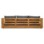 Renava Santorini Outdoor Grey Olefin Fabric & Natural Teak Sofa Set Model VGEF-CROVIE-SET