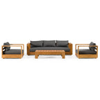 Renava Santorini Outdoor Grey Olefin Fabric & Natural Teak Sofa Set Model VGEF-CROVIE-SET