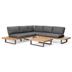 Renava Skaros Outdoor Grey Olefin Fabric & Eucalyptus Sectional Sofa & Coffee Table Set Model VGEF-BOSTON-SEC