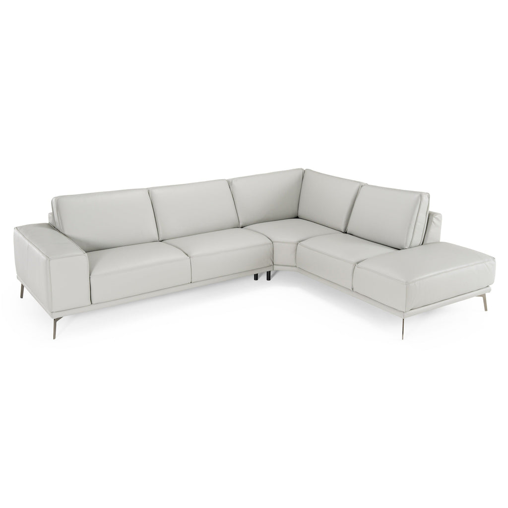 Lamod Italia Soho Italian Right Facing Light Grey Nirvana Leather Sectional Sofa Model VGCCSOHO-RAF-LTGRY-SECT