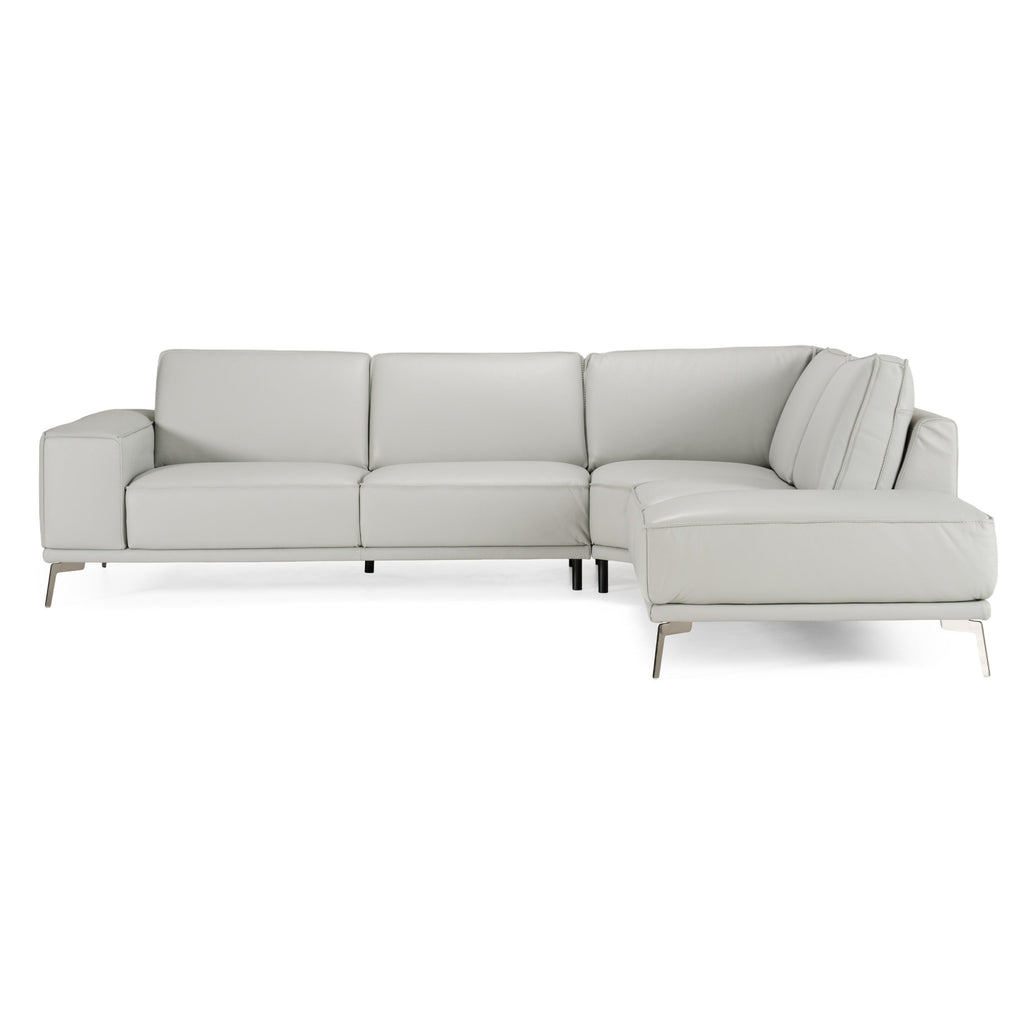 Lamod Italia Soho Italian Right Facing Light Grey Nirvana Leather Sectional Sofa Model VGCCSOHO-RAF-LTGRY-SECT