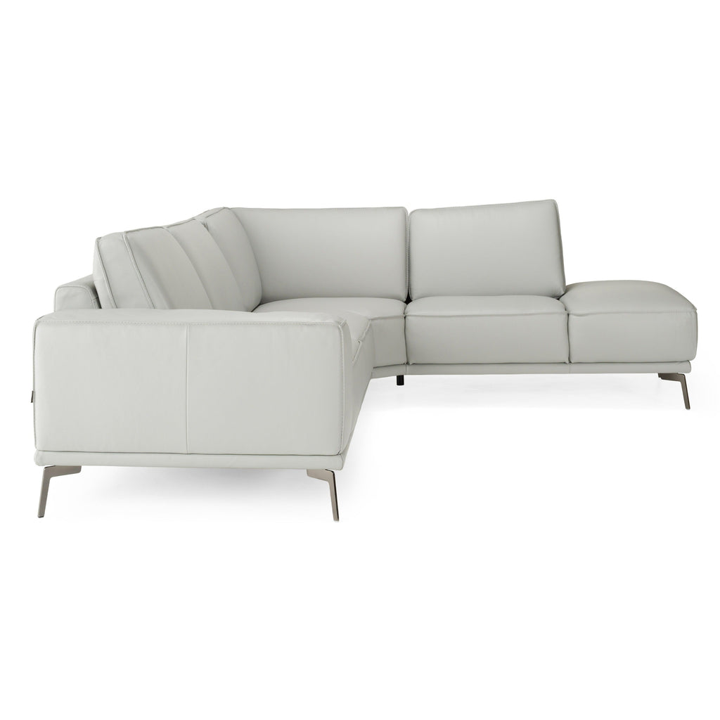 Lamod Italia Soho Italian Right Facing Light Grey Nirvana Leather Sectional Sofa Model VGCCSOHO-RAF-LTGRY-SECT