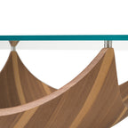 Modrest Sunrise Contemporary Glass & Walnut Square Coffee Table Model VGRY-RY-SE07-WS