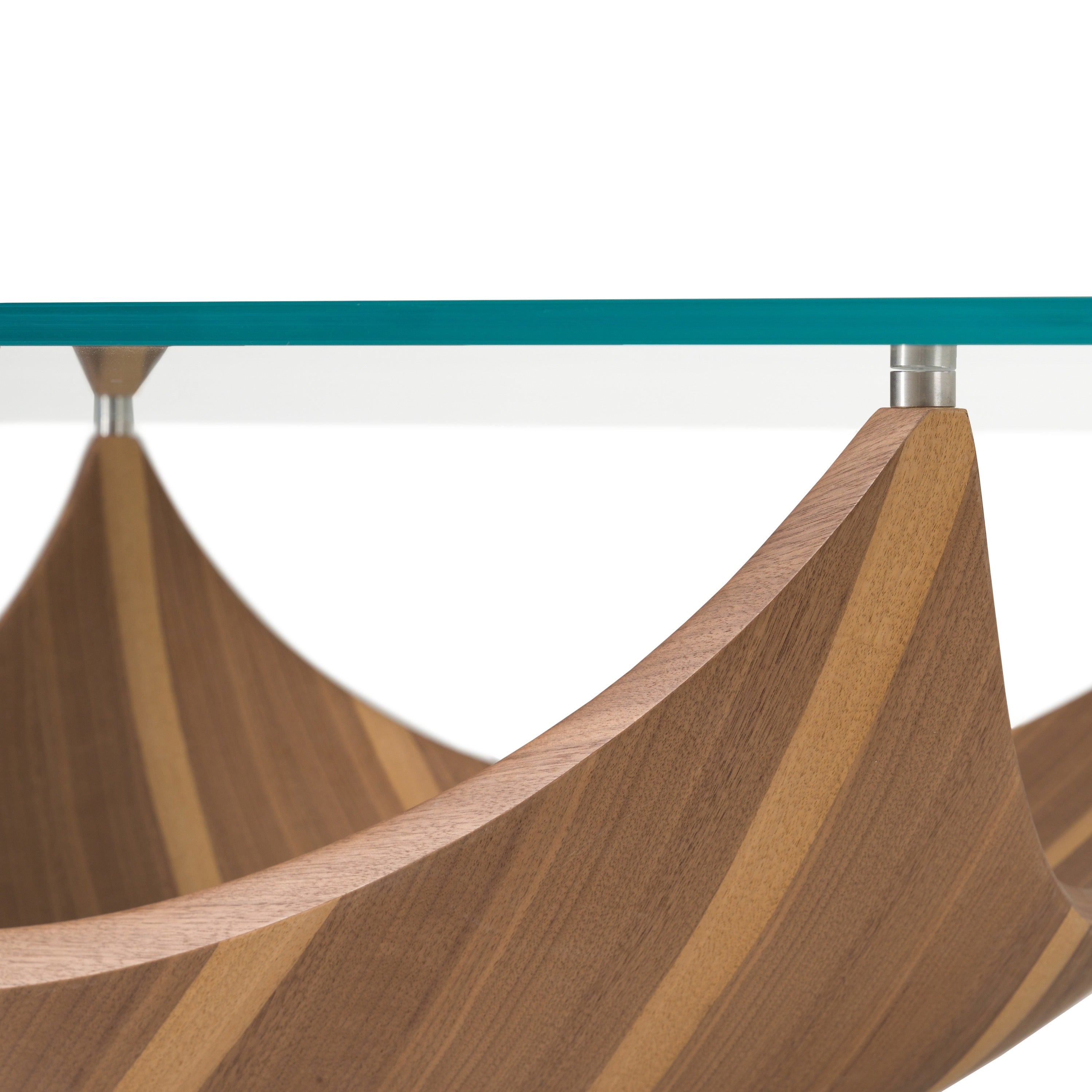 Modrest Sunrise Contemporary Glass & Walnut Square Coffee Table Model VGRY-RY-SE07-WS