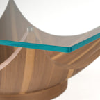 Modrest Sunrise Contemporary Glass & Walnut Square Coffee Table Model VGRY-RY-SE07-WS